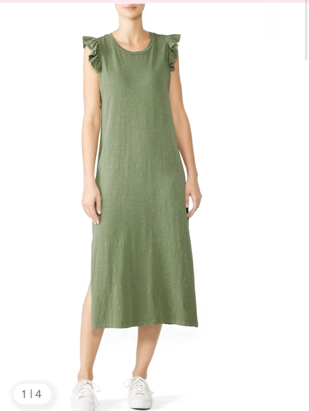 Sundry Ayana flutter cap sleeve midi dress in green